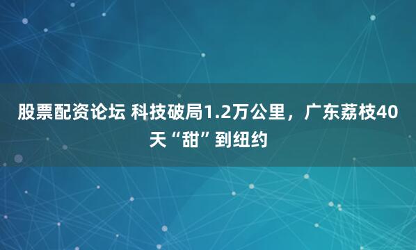 股票配资论坛 科技破局1.2万公里，广东荔枝40天“甜”到纽约